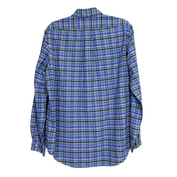 Ralph Lauren Mens Oxford Shirt Button-Up Plaid Long Sleeve Blue Green Size L - Picture 3 of 5